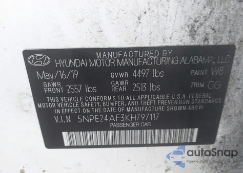 2019 Hyundai Sonata из США, поврежденный, VIN 5NPEZ4AF3KH797117